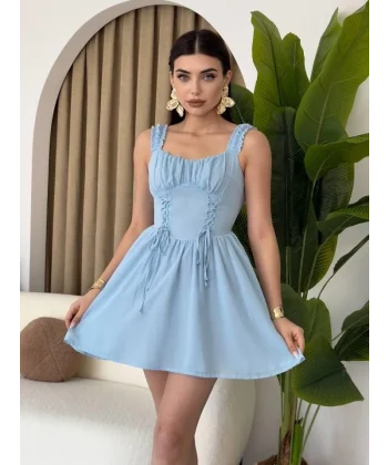 Aria Büzgü Askılı Elbise