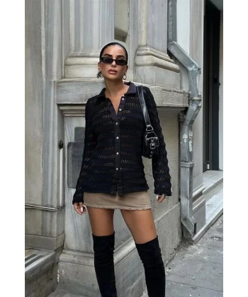 Arina Ajurlu Polo Yaka Hırka 5163