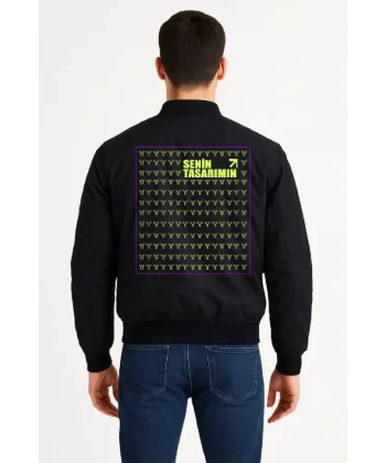 Arka Bomber Ceket - Siyah