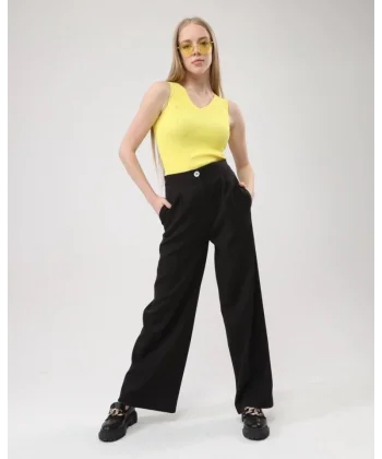 Arka Cep Kapak Detayli Palazzo Pantolon