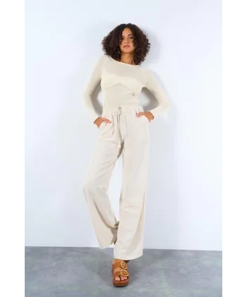 Arka Çift Cepli Pantolon  Naturel