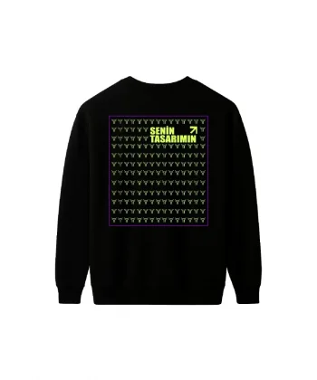 Arka Üç İplik Biskilet Yaka Sweatshirt - Siyah