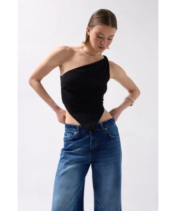 Asimetrik Detay Tek Omuz Bluz