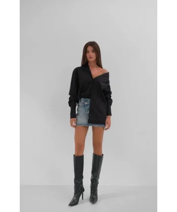 Asimetrik Şal Yaka Gömlek