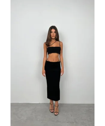 Askı Detay traplez Dokulu Crop