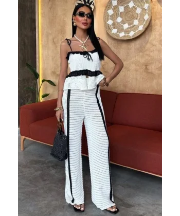 Askılı Bluz Pantolon Triko Takım 10114