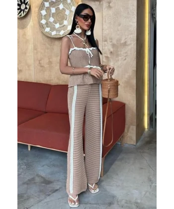 Askılı Bluz Pantolon Triko Takım 10114