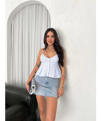 Askılı Dekolte detaylı crop - Açık Mavi