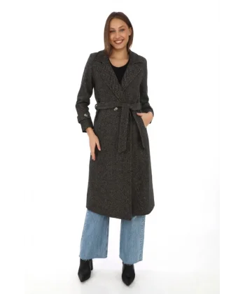 Astarlı Balık Sırtı Kaşmir Kaşe Kaban  Kahverengi