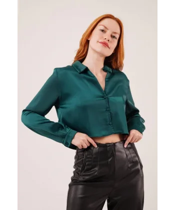aten Crop odel Yeşil Gömlek