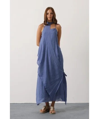 Aveline Bohem Elbise - İndigo