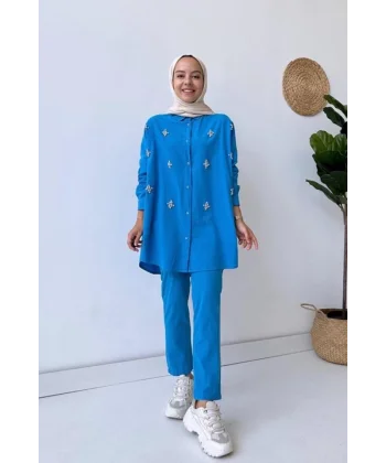 avi Klasik Taşlı Keten Takım Takım