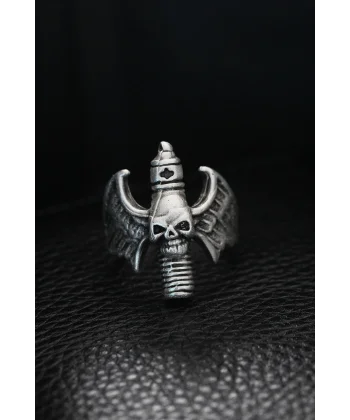 Ayarlanabilir Kanatlı Kurukafa Erkek Yüzük