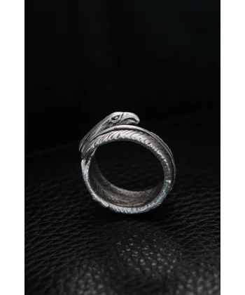 Ayarlanabilir Kartal Başı Ve Kartal Tüyü Model Erkek Yüzük