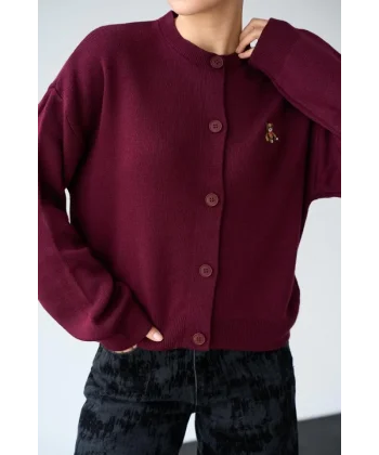 Ayıcıklı Hırka  Bordo