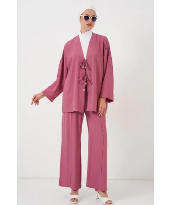 Ayrobin Kimono Pantolon İkili Takım 6739 - Gül Kurusu
