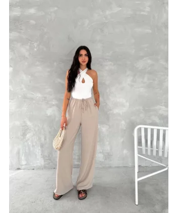 Ayrobin Oversize Kadın Pantalon - Bej