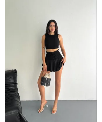 Ayrobin Şortlu Etek - Siyah