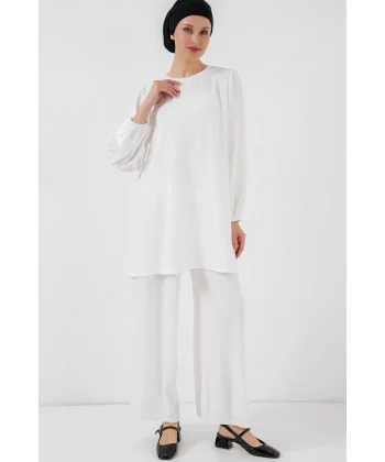 Ayrobin Tunik Pantolon Alt Üst Takım 6712 - Beyaz