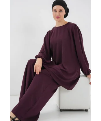 Ayrobin Tunik Pantolon Alt Üst Takım 6712 - Mürdüm