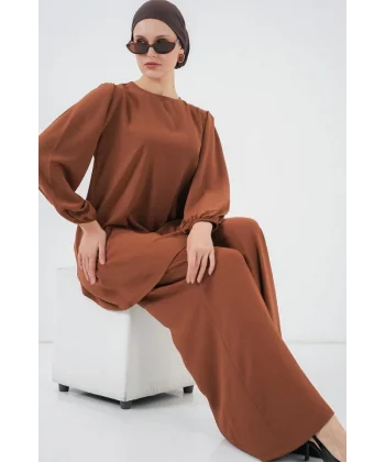 Ayrobin Tunik Pantolon Alt Üst Takım 6712 - Sütlü Kahve