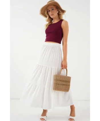 Ayrobin Uzun Etek 8048 - Beyaz
