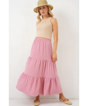 Ayrobin Uzun Etek 8048 - Pudra