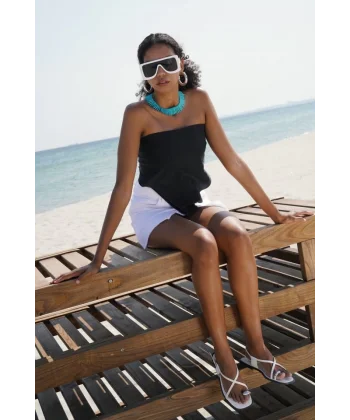 Bağlamalı Denim Crop