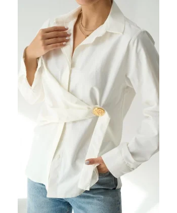 Bağlamalı Gömlek  Ekru