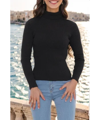 Balıkçı Yaka Body Siyah