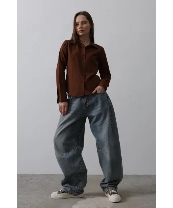 Balon Kesim Pantolon - Mavi