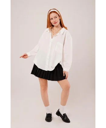 Basic Oversize Beyaz Gömlek
