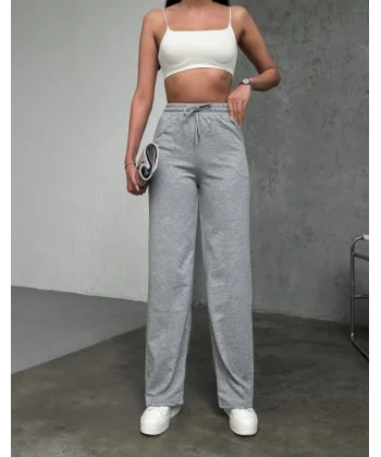 Basic Üç İplik Eşofman Pantolon  Gri