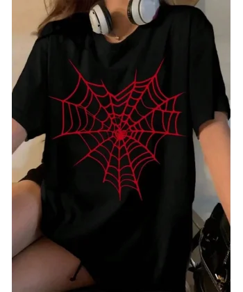 Baskılı Kadın T-shirt - Siyah