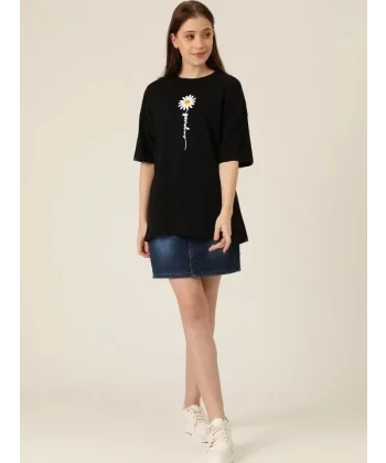 Baskılı Kadın T-shirt - Siyah