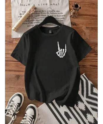 Baskılı Kadın T-shirt - Siyah