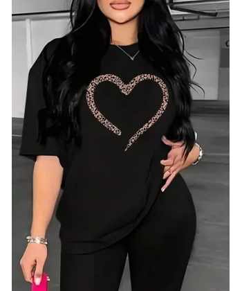 Baskılı Kadın T-shirt - Siyah