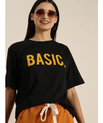 Baskılı Kadın T-shirt - Siyah