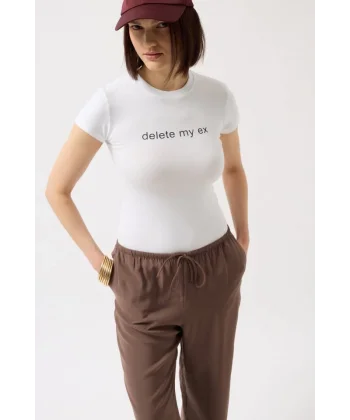 Baskılı Likralı Crop Thirt