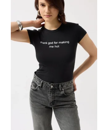 Baskılı Likralı Crop Thirt