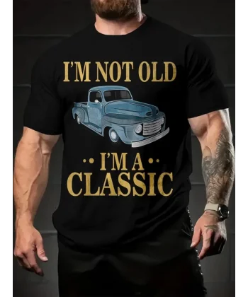 Baskılı Oversize Bisiklet Yaka T-shirt - Siyah