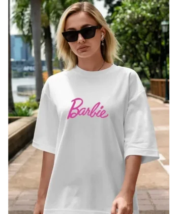 Baskılı Oversize T-shirt - Beyaz