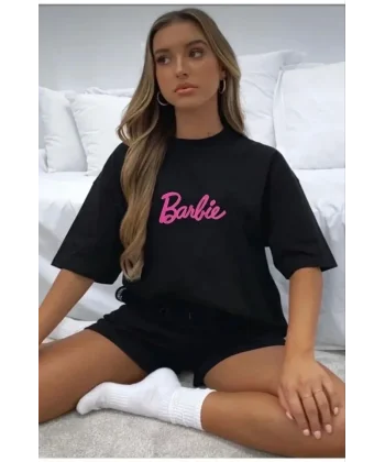 Baskılı Oversize T-shirt - Siyah