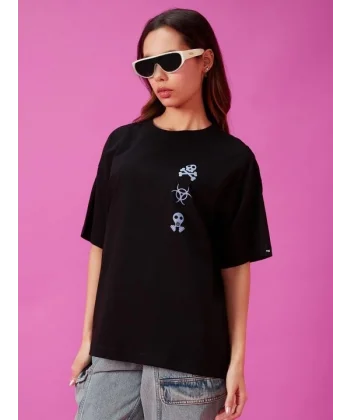 Baskılı Oversize Tshirt  iyah