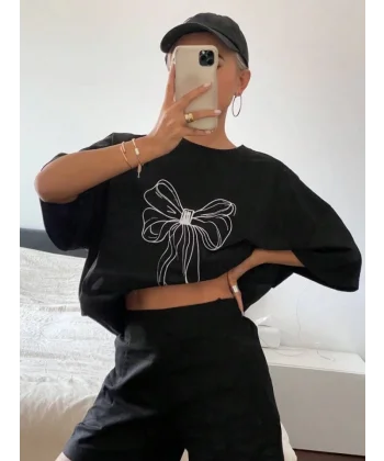 Baskılı Oversize Tshirt  iyah