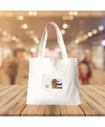 Baskılı Piknik ve Deniz Cepli Fermuarlı Çanta - Beyaz