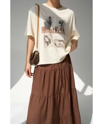 Baskılı T-Shirt - Ekru