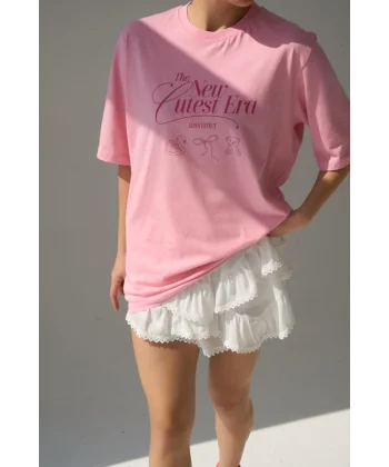 Baskılı T-Shirt - Pembe