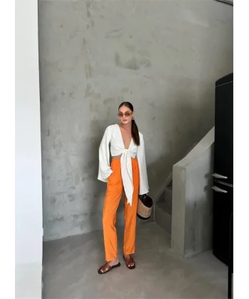 BE ATİK DETAYI ODA KUAŞ PANTOON  Orange