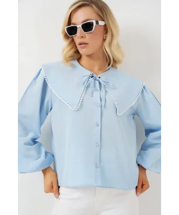 Bebe Yaka Gömlek 20314 - Mavi